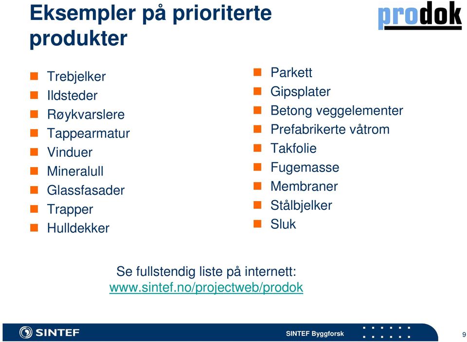 Gipsplater Betong veggelementer Prefabrikerte våtrom Takfolie Fugemasse