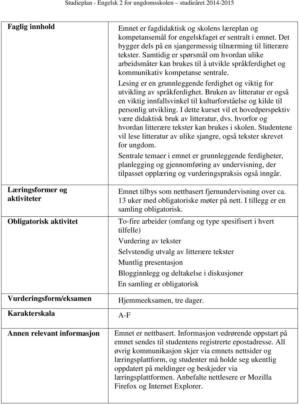 Samtidig er spørsmål om hvordan ulike arbeidsmåter kan brukes til å utvikle språkferdighet og kommunikativ kompetanse sentrale.