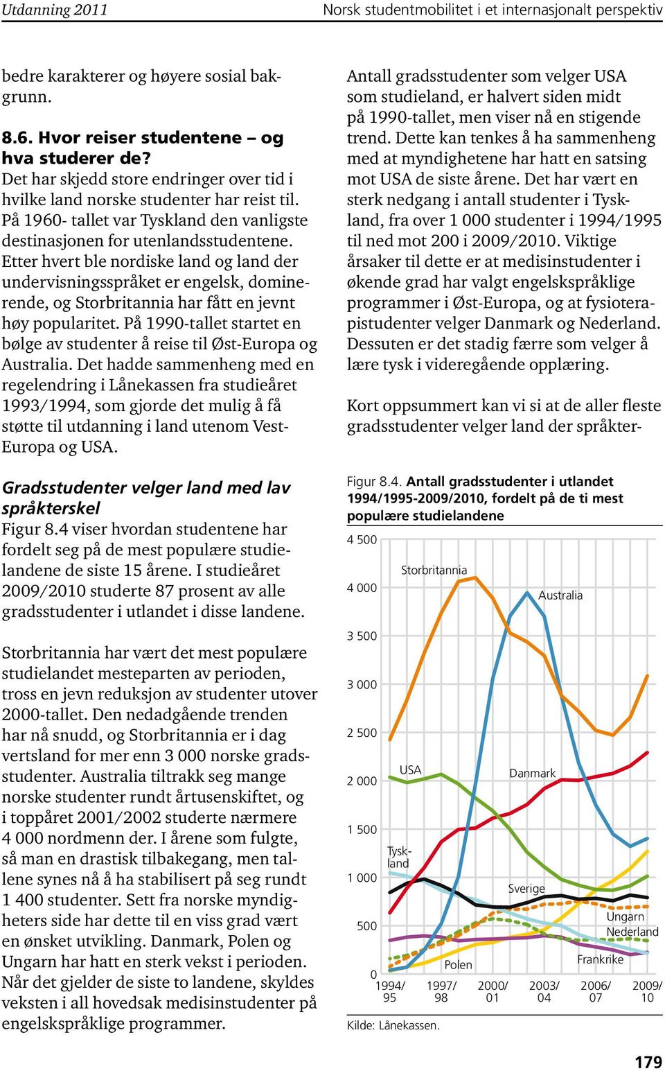 Etter hvert ble nordiske land og land der undervisningsspråket er engelsk, dominerende, og Storbritannia har fått en jevnt høy popularitet.