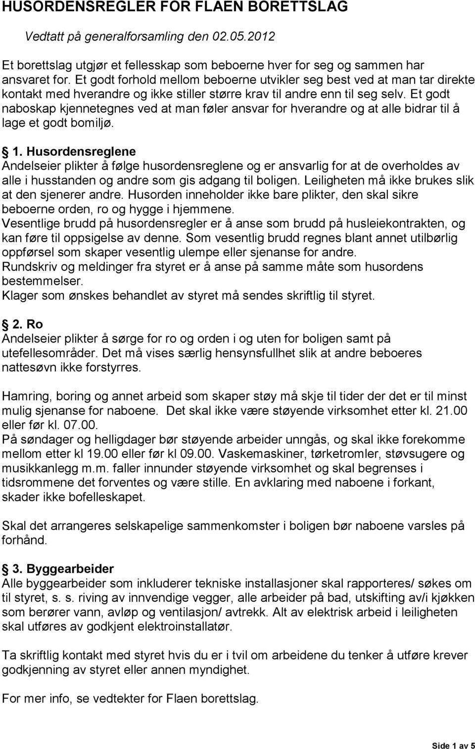 HUSORDENSREGLER FOR FLAEN BORETTSLAG - PDF Gratis nedlasting