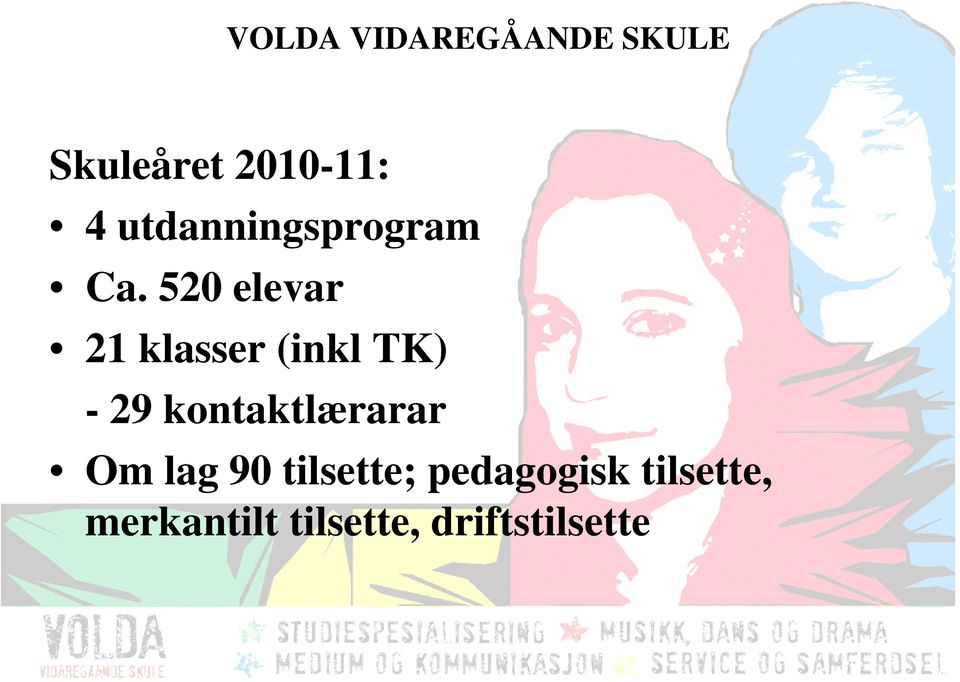 kontaktlærarar Om lag 90 tilsette;