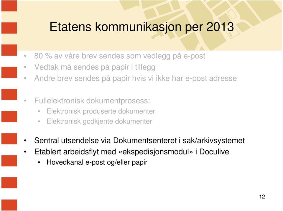 Elektronisk produserte dokumenter Elektronisk godkjente dokumenter Sentral utsendelse via