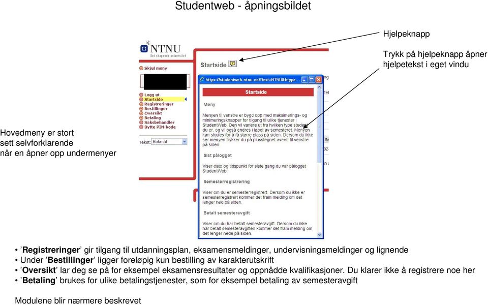 foreløpig kun bestilling av karakterutskrift Oversikt lar deg se på for eksempel eksamensresultater og oppnådde kvalifikasjoner.