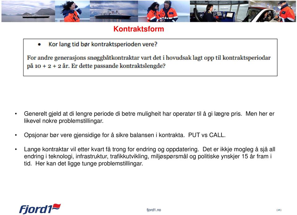 PUT vs CALL. Lange kontraktar vil etter kvart få trong for endring og oppdatering.