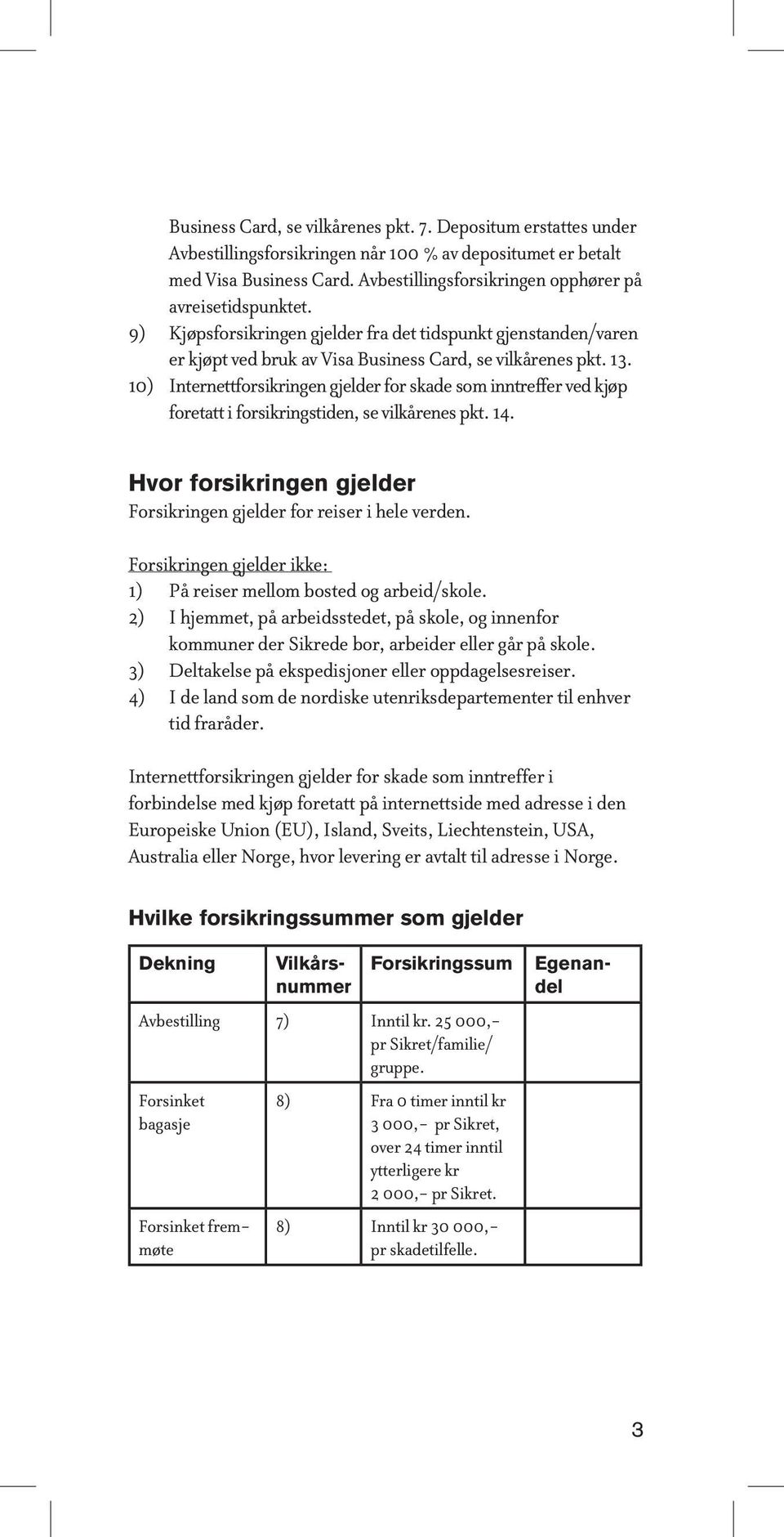 10) Internettforsikringen gjelder for skade som inntreffer ved kjøp foretatt i forsikringstiden, se vilkårenes pkt. 14. Hvor forsikringen gjelder Forsikringen gjelder for reiser i hele verden.