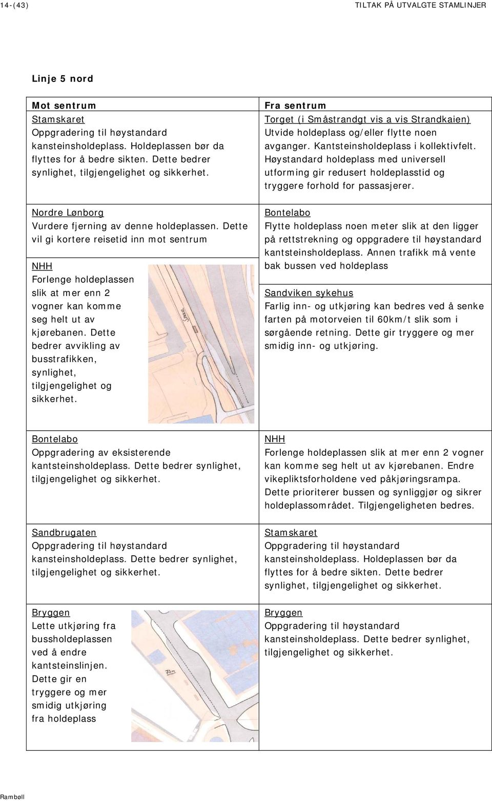 Høystandard holdeplass med universell utforming gir redusert holdeplasstid og tryggere forhold for passasjerer. Nordre Lønborg Vurdere fjerning av denne holdeplassen.