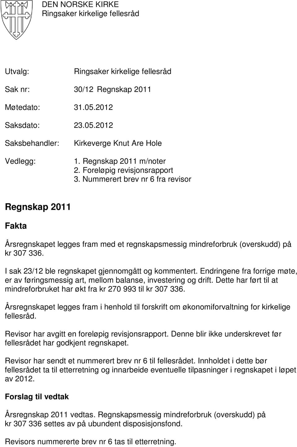 I sak 23/12 ble regnskapet gjennomgått og kommentert. Endringene fra forrige møte, er av føringsmessig art, mellom balanse, investering og drift.