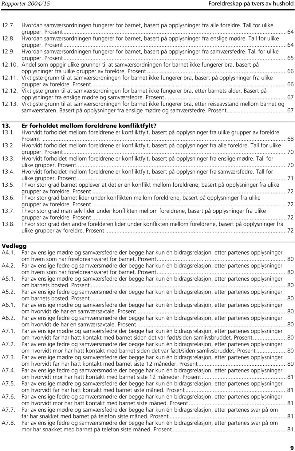 Hvordan samværsordningen fungerer for barnet, basert på opplysninger fra samværsfedre. Tall for ulike grupper. Prosent...65 12.10.