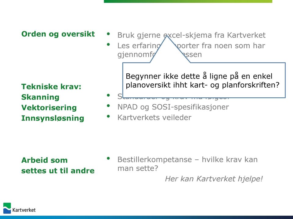 planoversikt ihht kart- og planforskriften? Standarder og krav må følges!