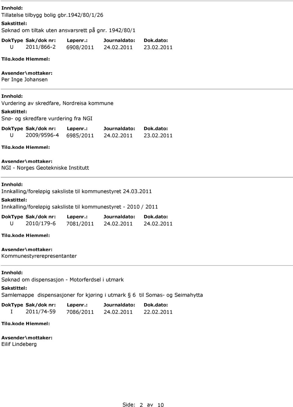 - Norges Geotekniske nstitutt nnkalling/foreløpig saksliste til kommunestyret 24.03.