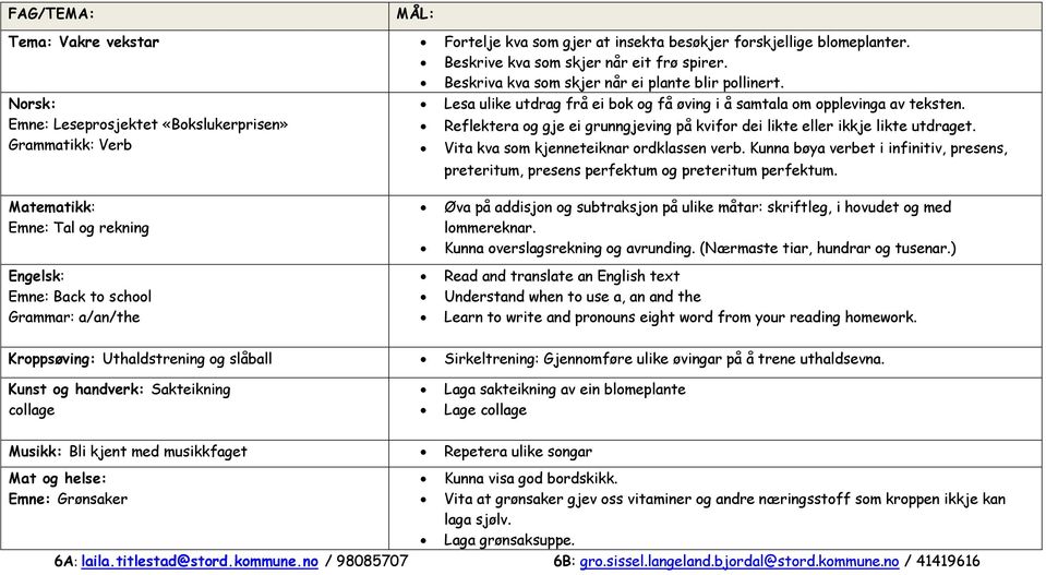 Grammatikk: Verb Vita kva som kjenneteiknar ordklassen verb. Kunna bøya verbet i infinitiv, presens, preteritum, presens perfektum og preteritum perfektum.