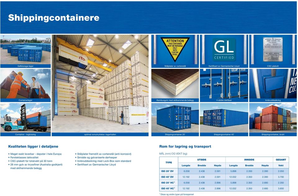 leverbar - depoter i hele Europa Førsteklasses lakkvalitet CSC-plakett for totalvekt på 30 tonn 28 mm gulv av kryssfiner (Australia-godkjent) med sklihemmende belegg Stålplater fremstilt av