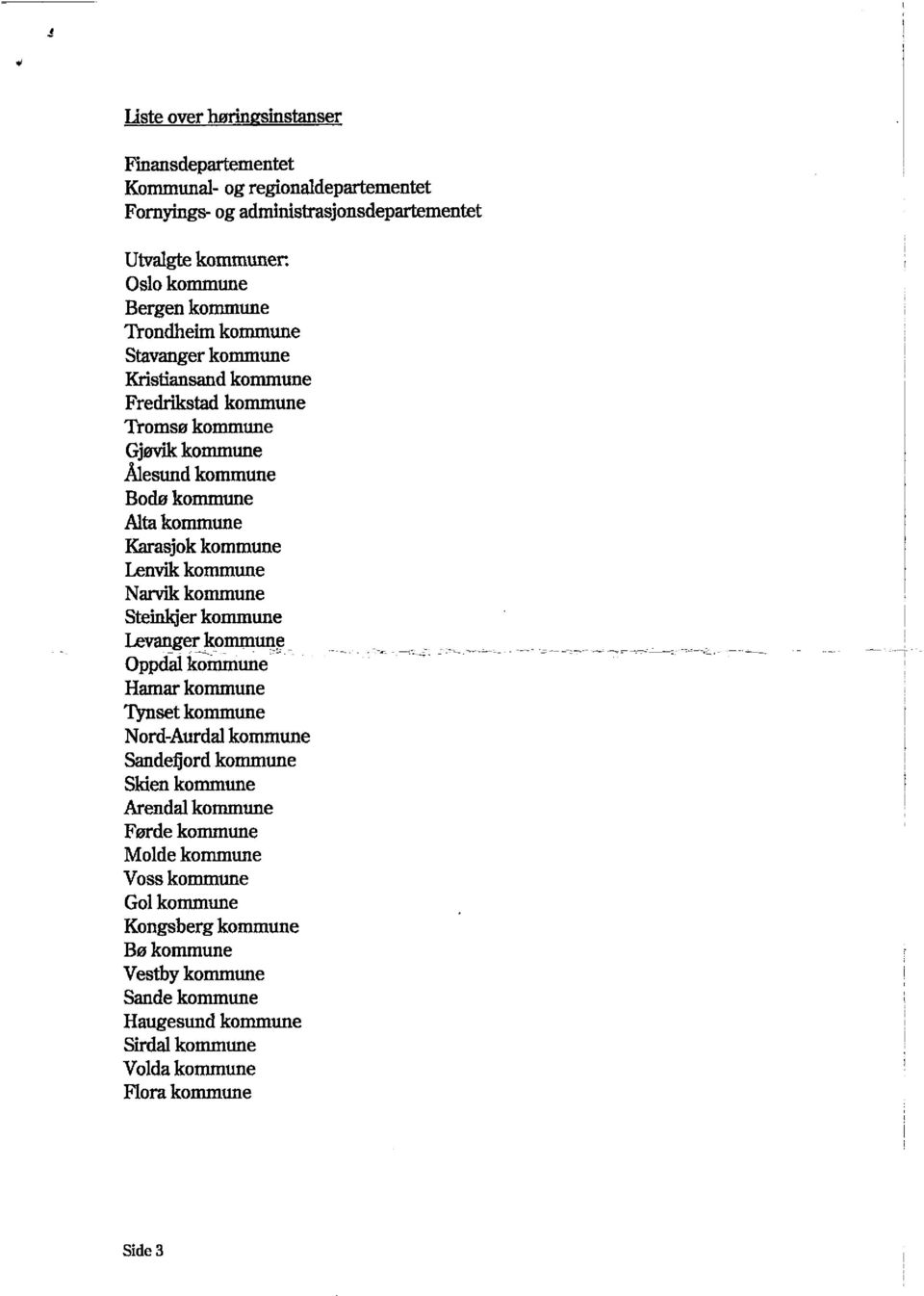 kommune Karasjok kommune Lenvik kommune Narvik kommune Steinkjer kommune Levanger kommune _ Oppdal kommune Hamar kommune Tynset kommune Nord Aurdal kommune Sandefjord kommune