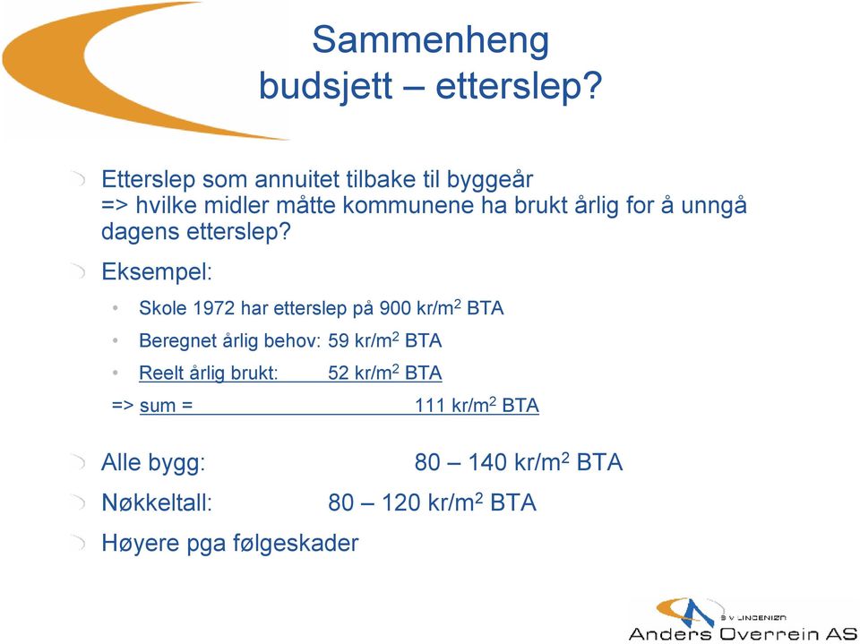 å unngå dagens etterslep?