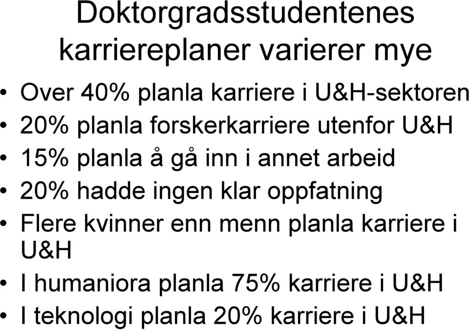 arbeid 20% hadde ingen klar oppfatning Flere kvinner enn menn planla karriere i