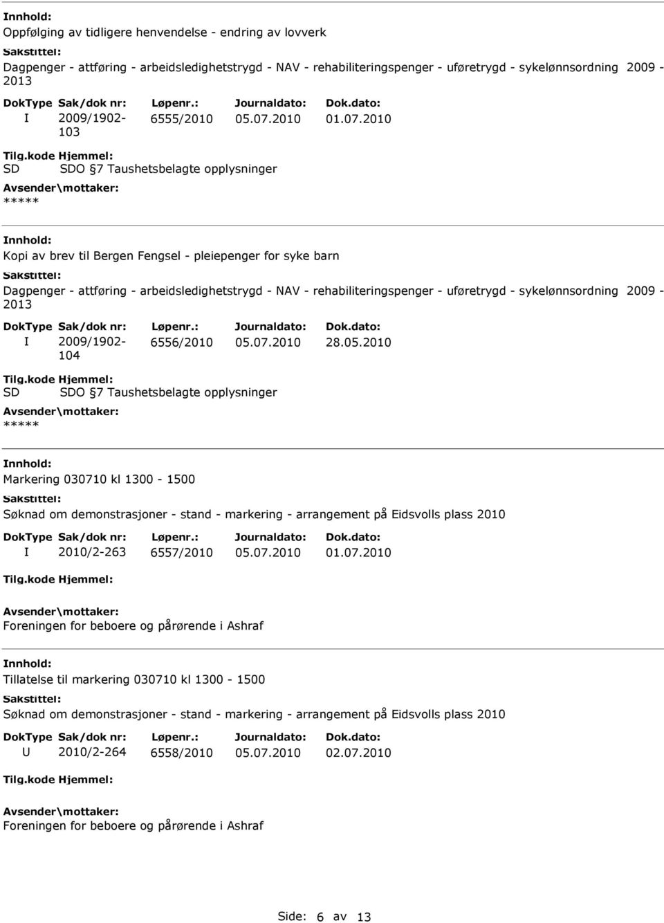 rehabiliteringspenger - uføretrygd - sykelønnsordning 2009-2013 2009/1902-104 6556/2010 28.05.