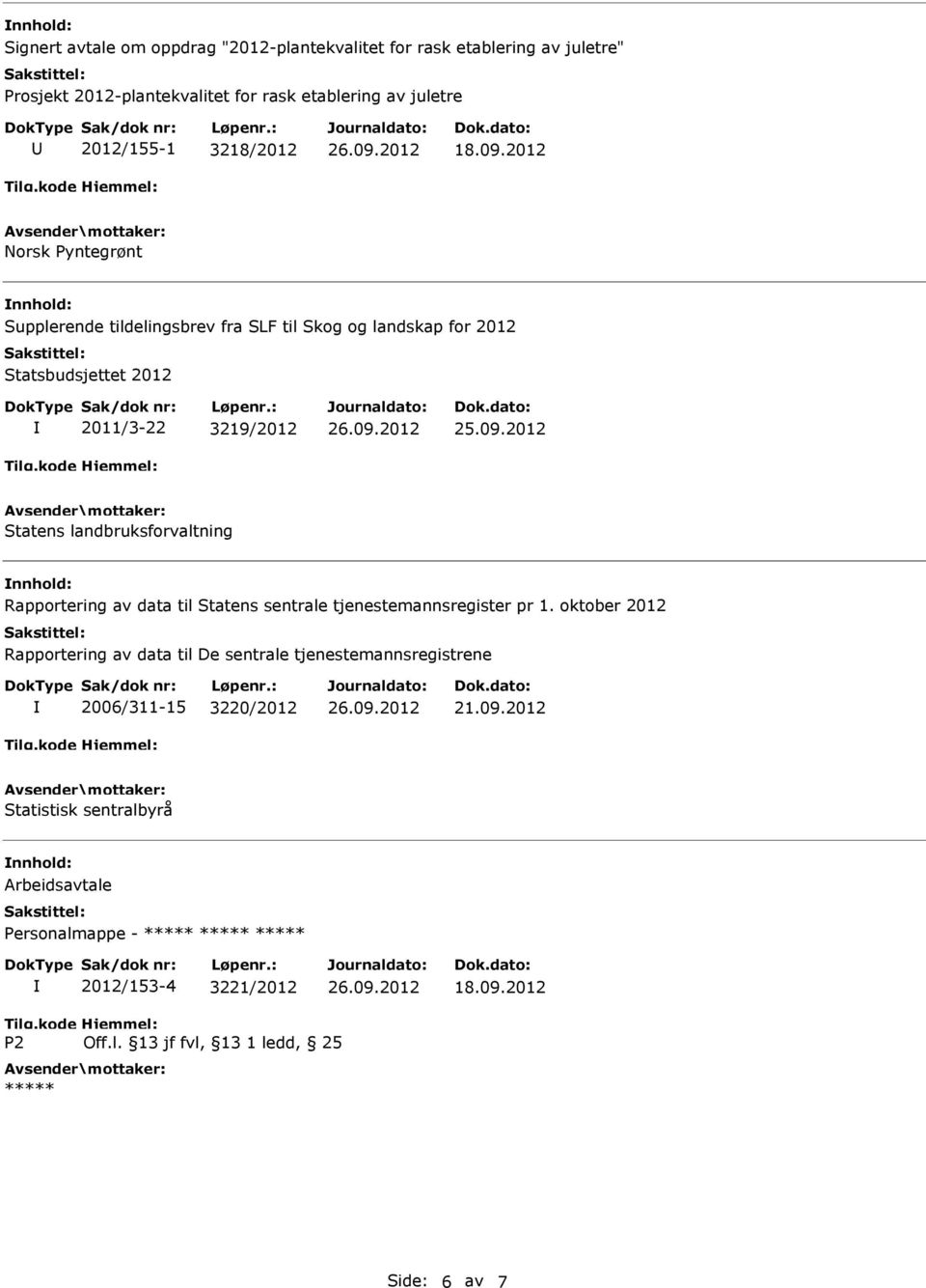 Statens landbruksforvaltning Rapportering av data til Statens sentrale tjenestemannsregister pr 1.