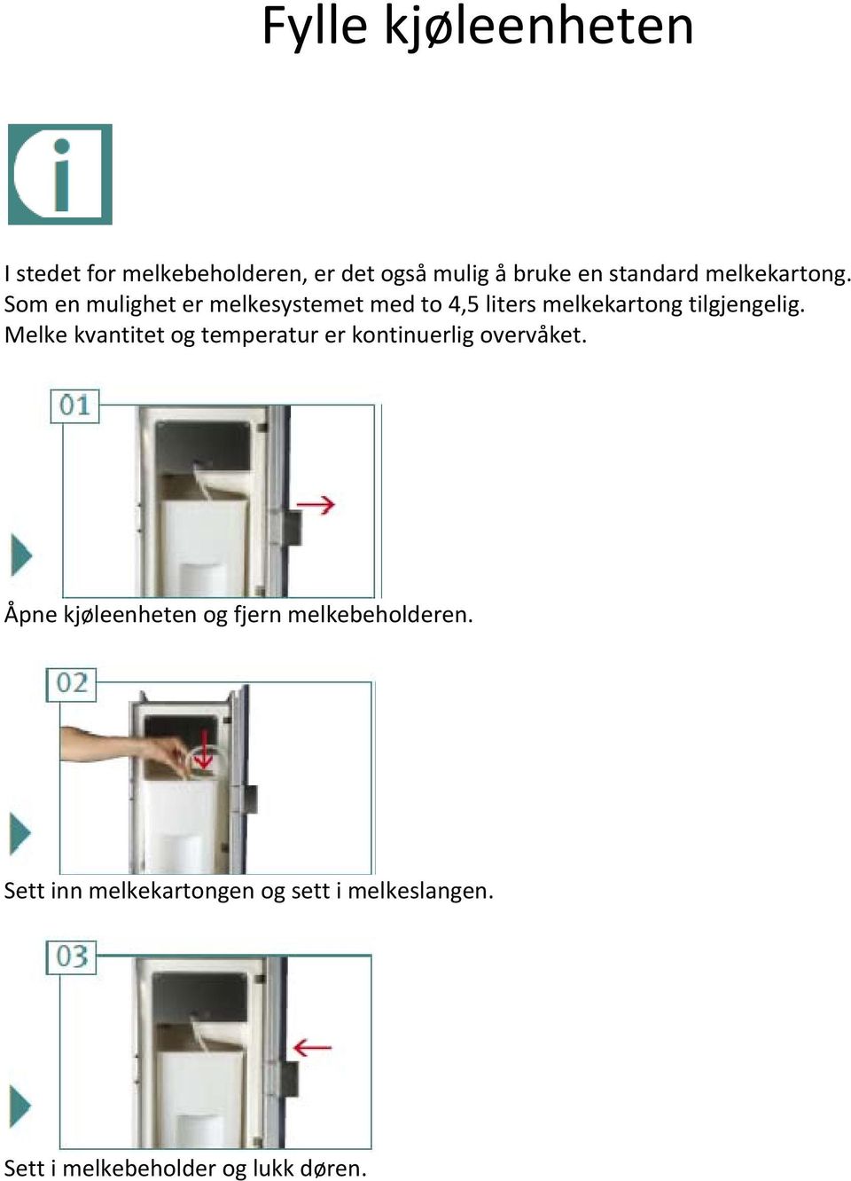 Melke kvantitet og temperatur er kontinuerlig overvåket.