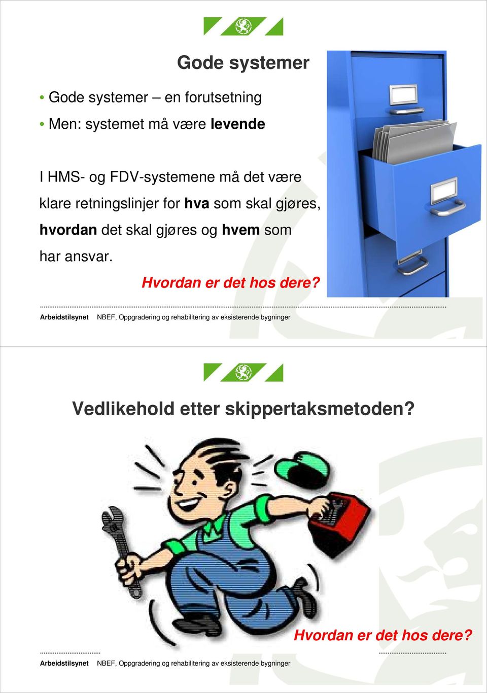 som skal gjøres, hvordan det skal gjøres og hvem som har ansvar.