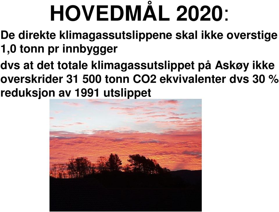 totale klimagassutslippet på Askøy ikke overskrider