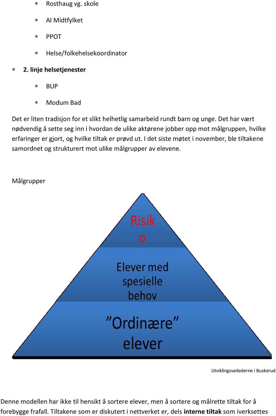 Det har vært nødvendig å sette seg inn i hvordan de ulike aktørene jobber opp mot målgruppen, hvilke erfaringer er gjort, og hvilke tiltak er prøvd ut.