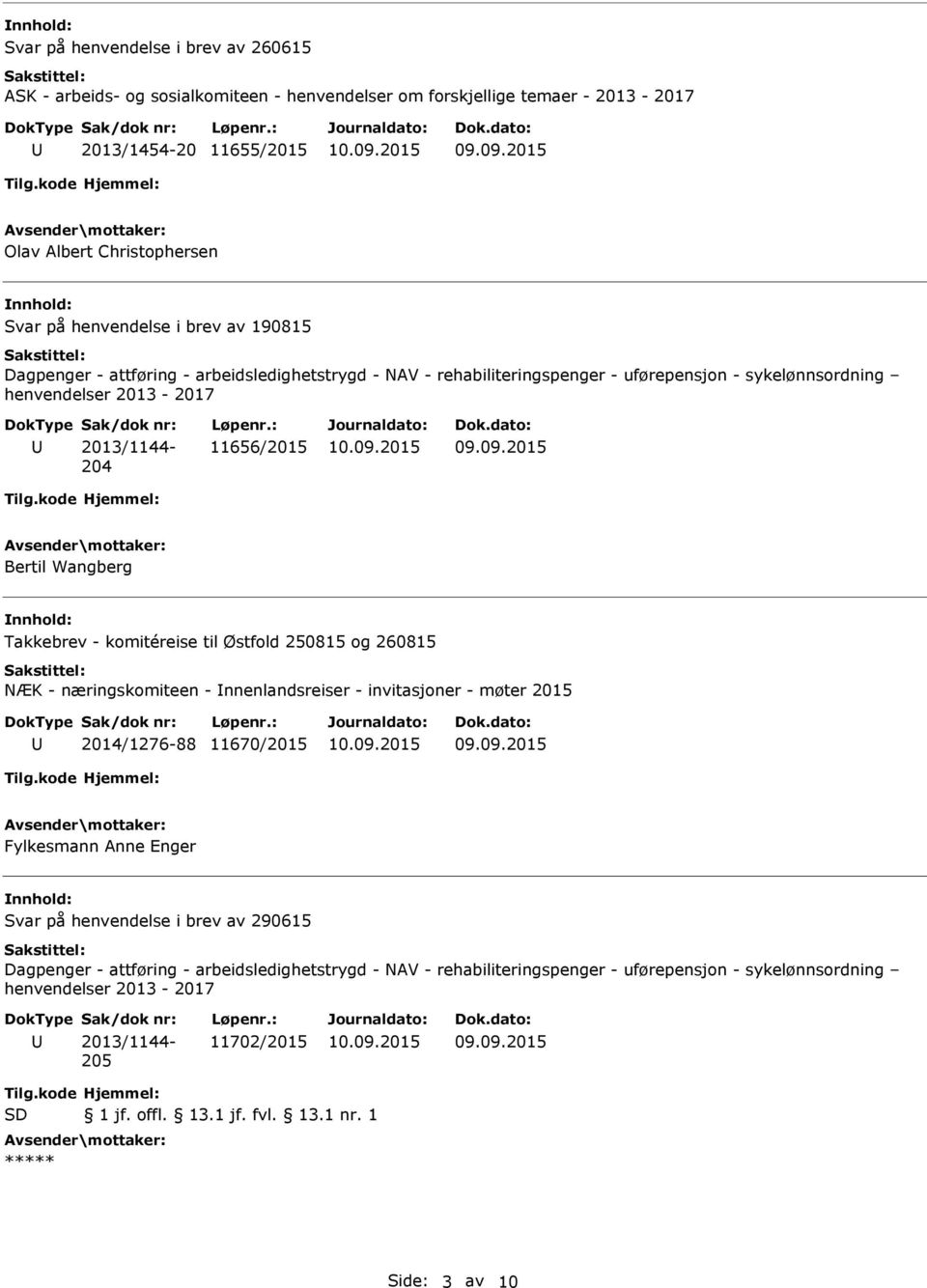 komitéreise til Østfold 250815 og 260815 NÆK - næringskomiteen - nnenlandsreiser - invitasjoner - møter 2015 2014/1276-88 11670/2015 Fylkesmann Anne Enger Svar på henvendelse i brev av 290615