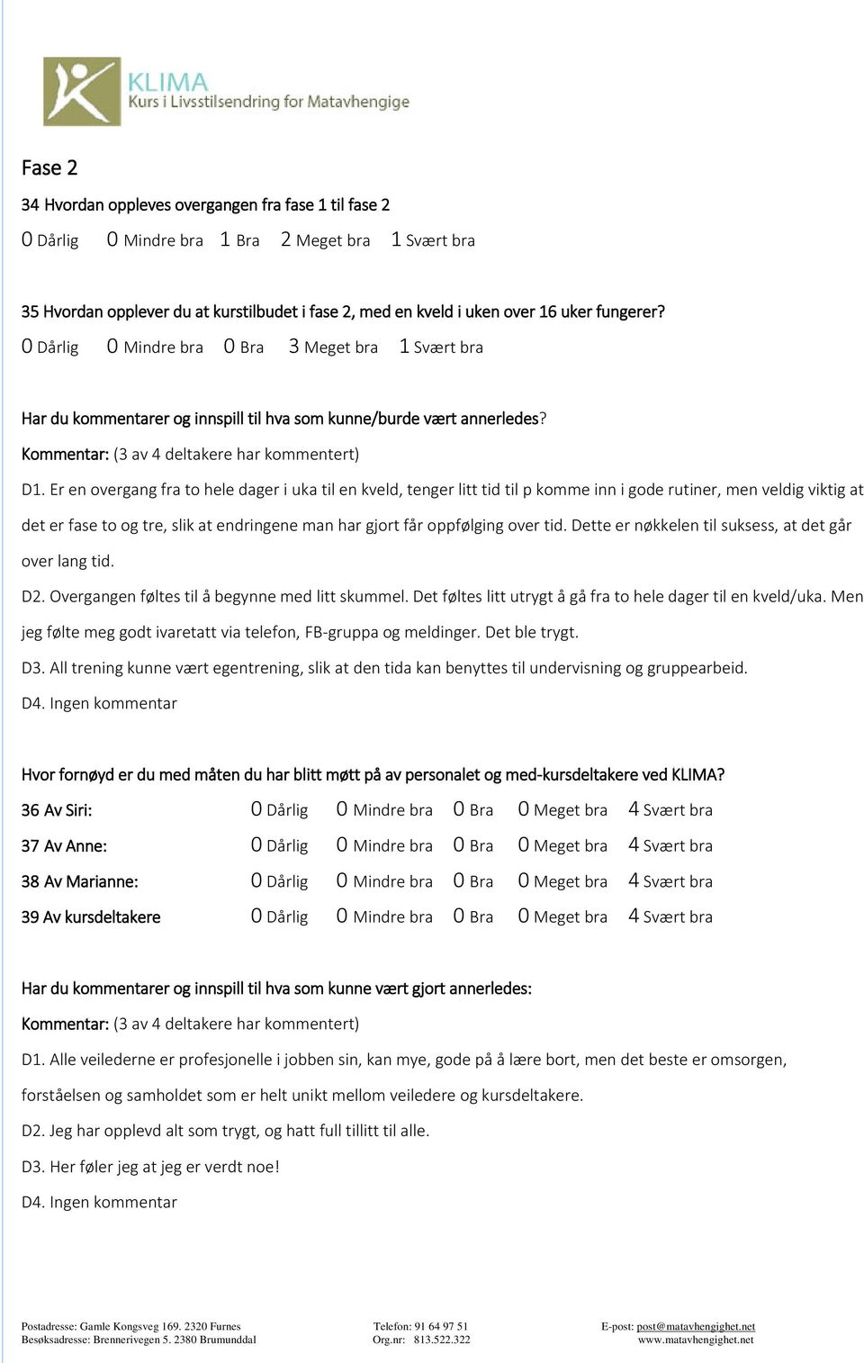 Er en overgang fra to hele dager i uka til en kveld, tenger litt tid til p komme inn i gode rutiner, men veldig viktig at det er fase to og tre, slik at endringene man har gjort får oppfølging over