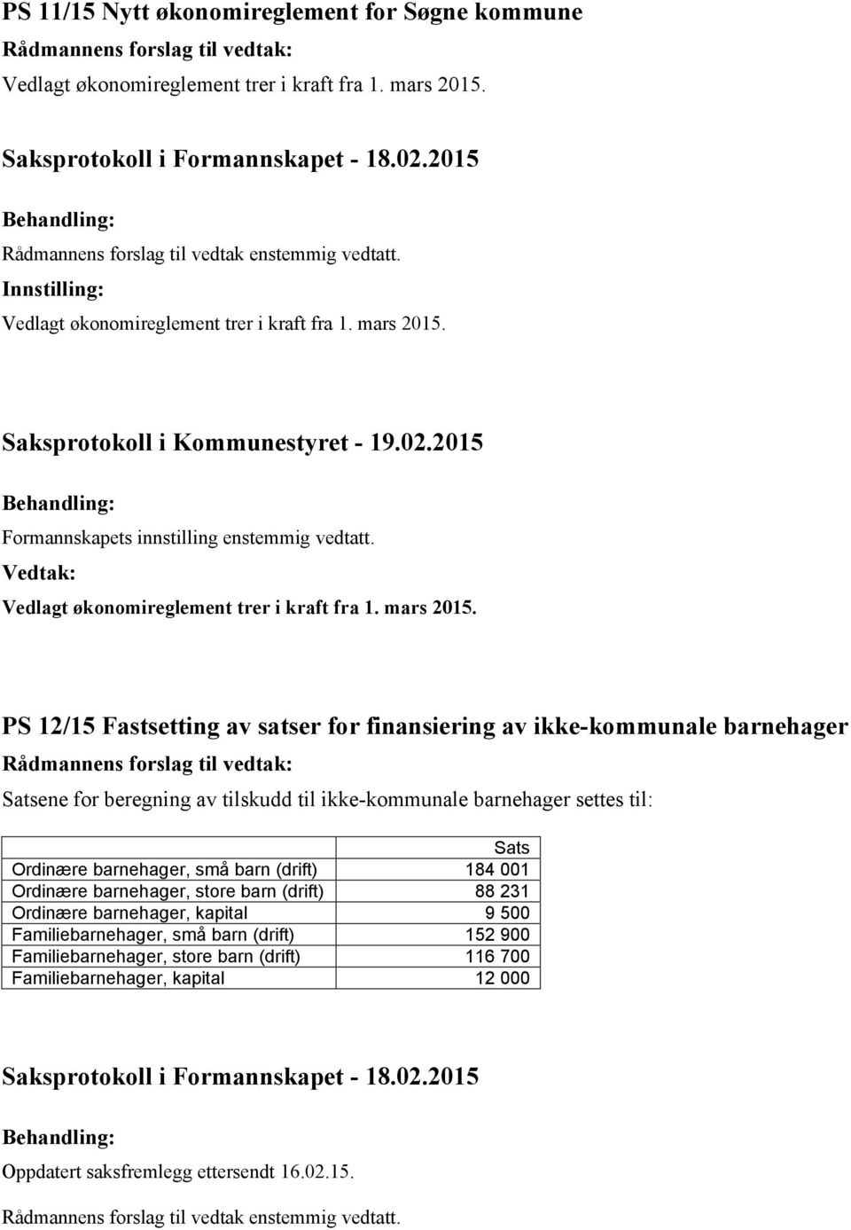 Formannskapets innstilling enstemmig vedtatt.