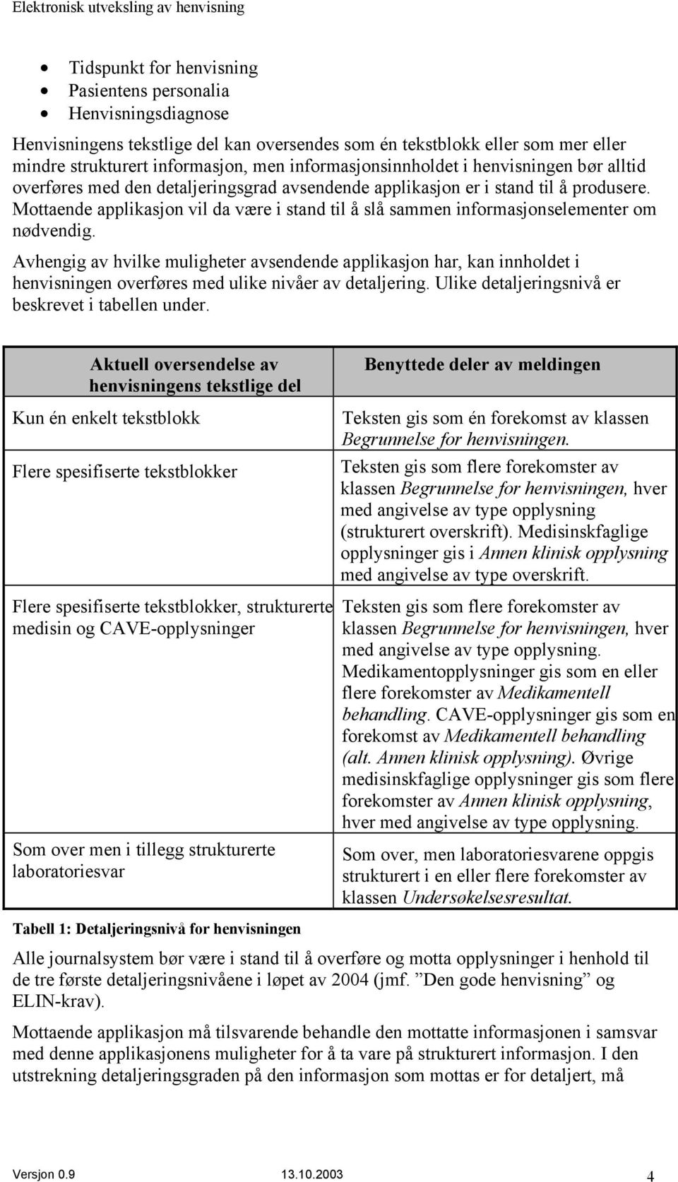 Mottaende applikasjon vil da være i stand til å slå sammen informasjonselementer om nødvendig.