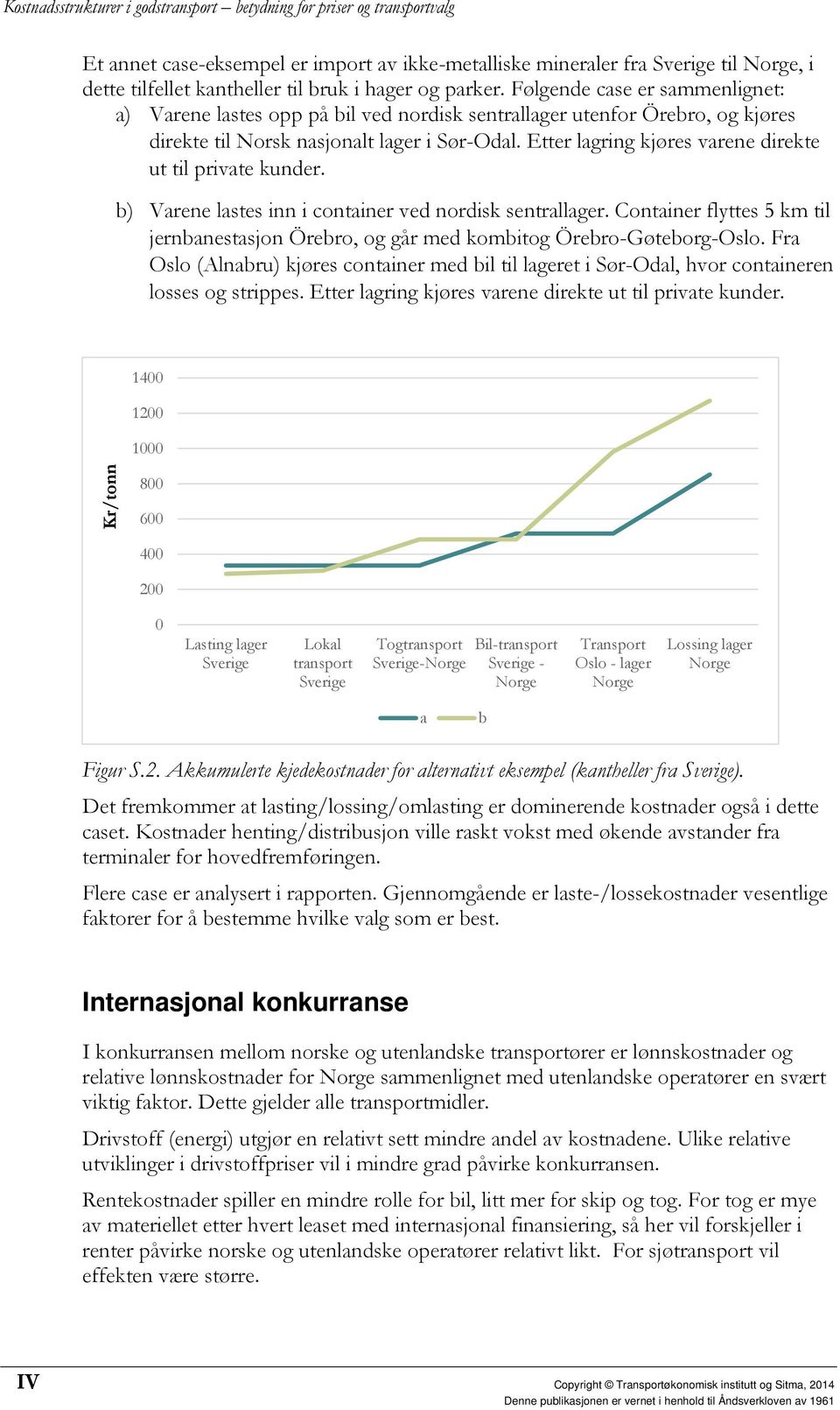 Etter lagring kjøres varene direkte ut til private kunder. b) Varene lastes inn i container ved nordisk sentrallager.