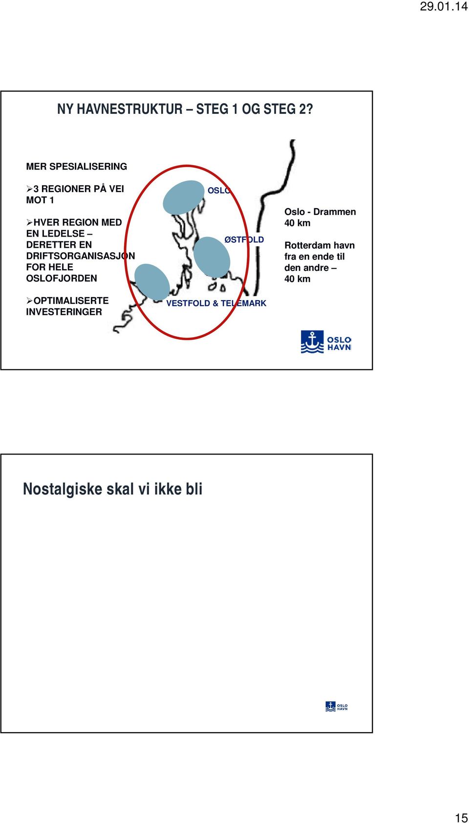 EN DRIFTSORGANISASJON FOR HELE OSLOFJORDEN OPTIMALISERTE INVESTERINGER OSLO