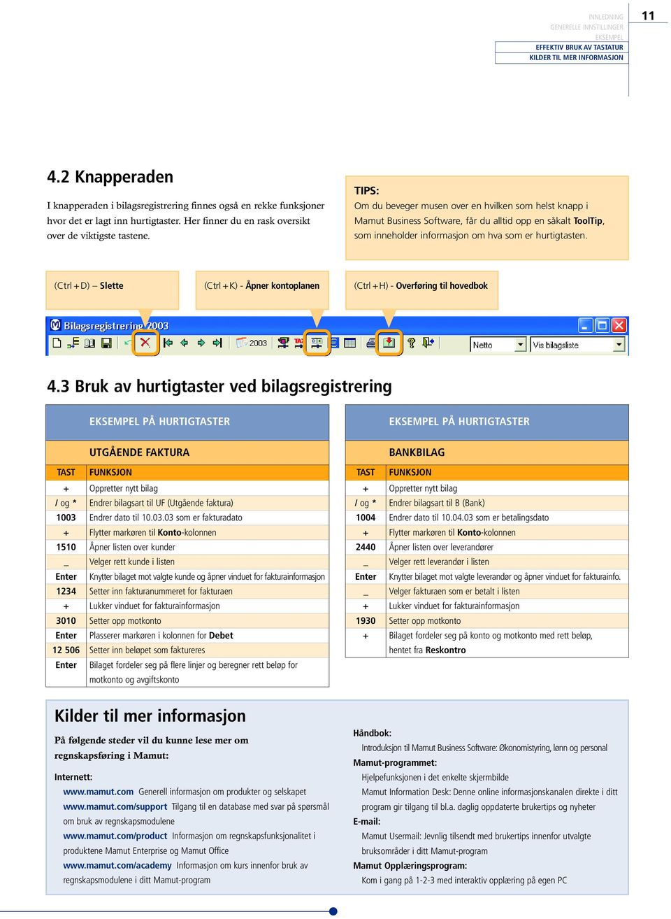 (Ctrl D) Slette (Ctrl K) - Åpner kontoplanen (Ctrl H) - Overføring til hovedbok 4.