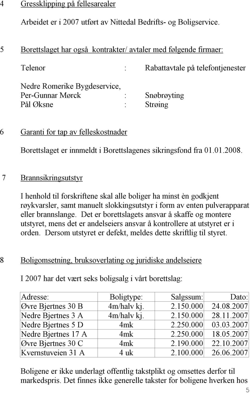 for tap av felleskostnader Borettslaget er innmeldt i Borettslagenes sikringsfond fra 01.01.2008.