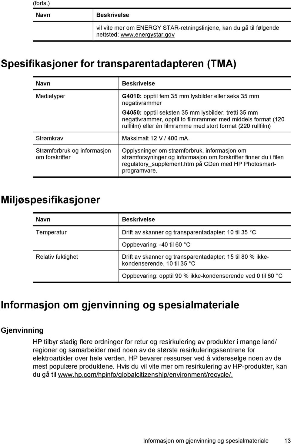 G4050: opptil seksten 35 mm lysbilder, tretti 35 mm negativrammer, opptil to filmrammer med middels format (120 rullfilm) eller én filmramme med stort format (220 rullfilm) Maksimalt 12 V / 400 ma.