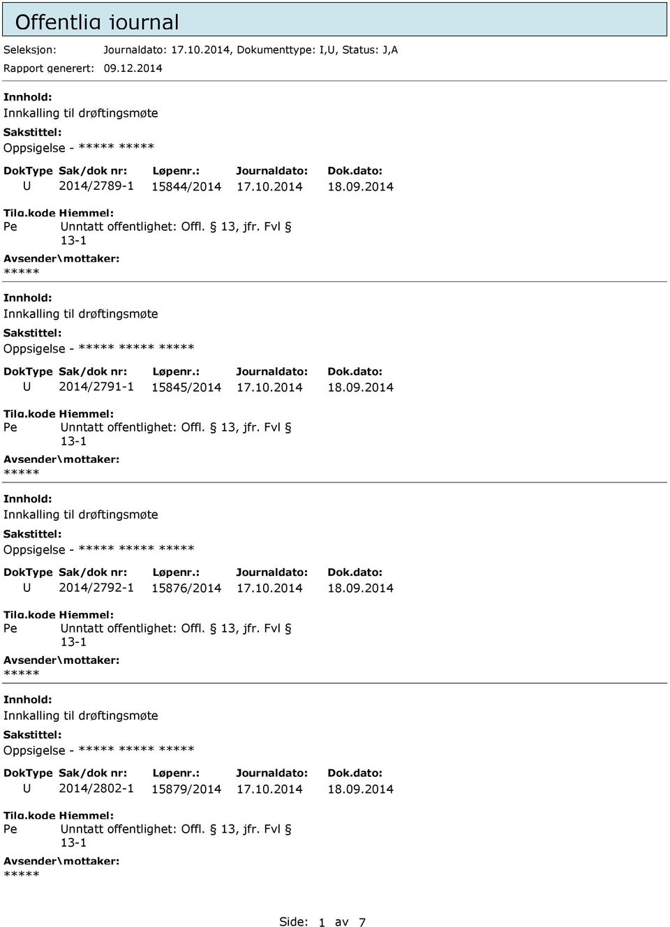 2014 nnkalling til drøftingsmøte - 2014/2789-1 15844/2014 nnkalling til