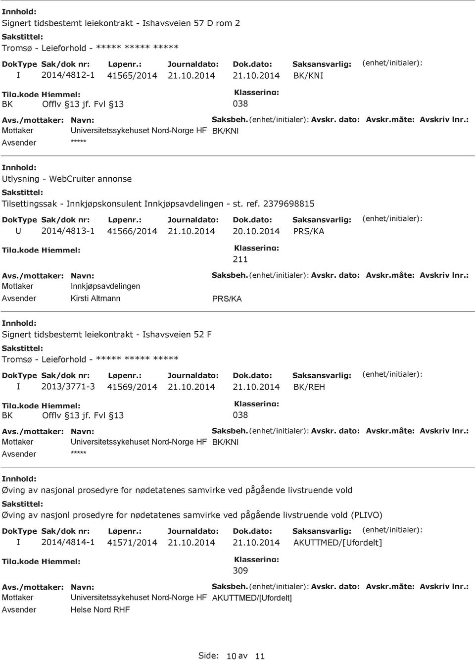 2379698815 2014/4813-1 41566/2014 PRS/KA Mottaker nnkjøpsavdelingen Kirsti Altmann 211 Saksbeh. Avskr. dato: Avskr.måte: Avskriv lnr.