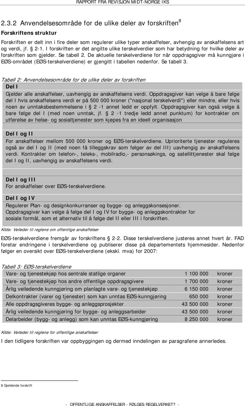 De aktuelle terskelverdiene for når oppdragsgiver må kunngjøre i EØS-området (EØS-terskelverdiene) er gjengitt i tabellen nedenfor. Se tabell 3.