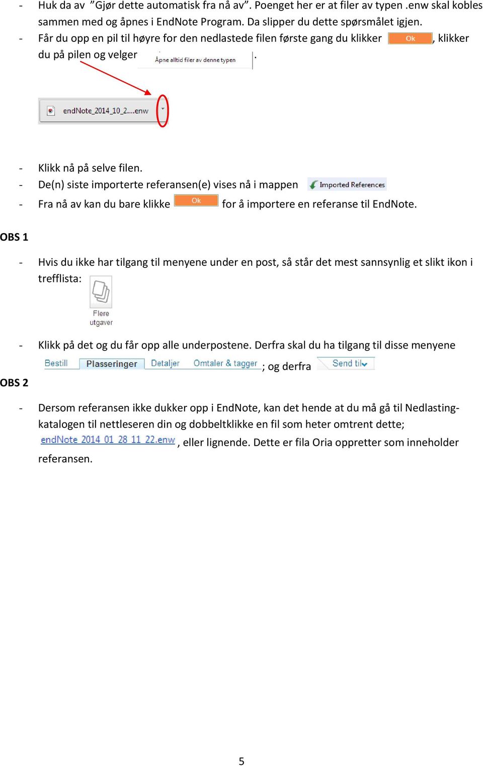 - De(n) siste importerte referansen(e) vises nå i mappen - Fra nå av kan du bare klikke for å importere en referanse til EndNote.