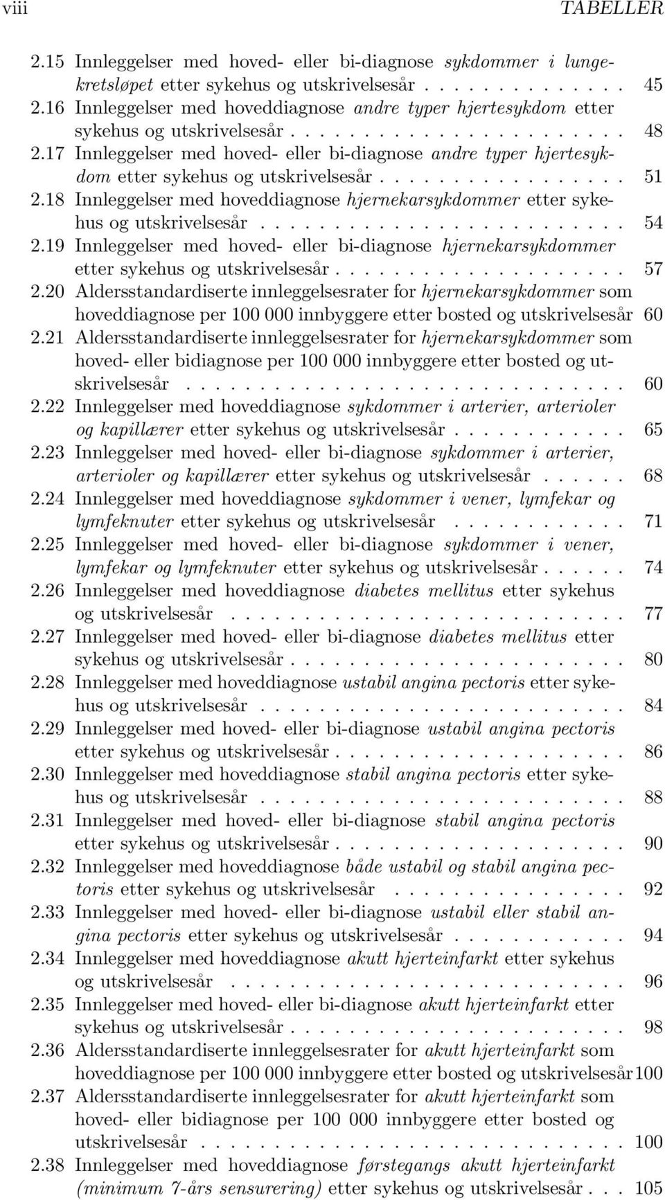 17 Innleggelser med hoved- eller bi-diagnose andre typer hjertesykdom etter sykehus og utskrivelsesår................. 51 2.