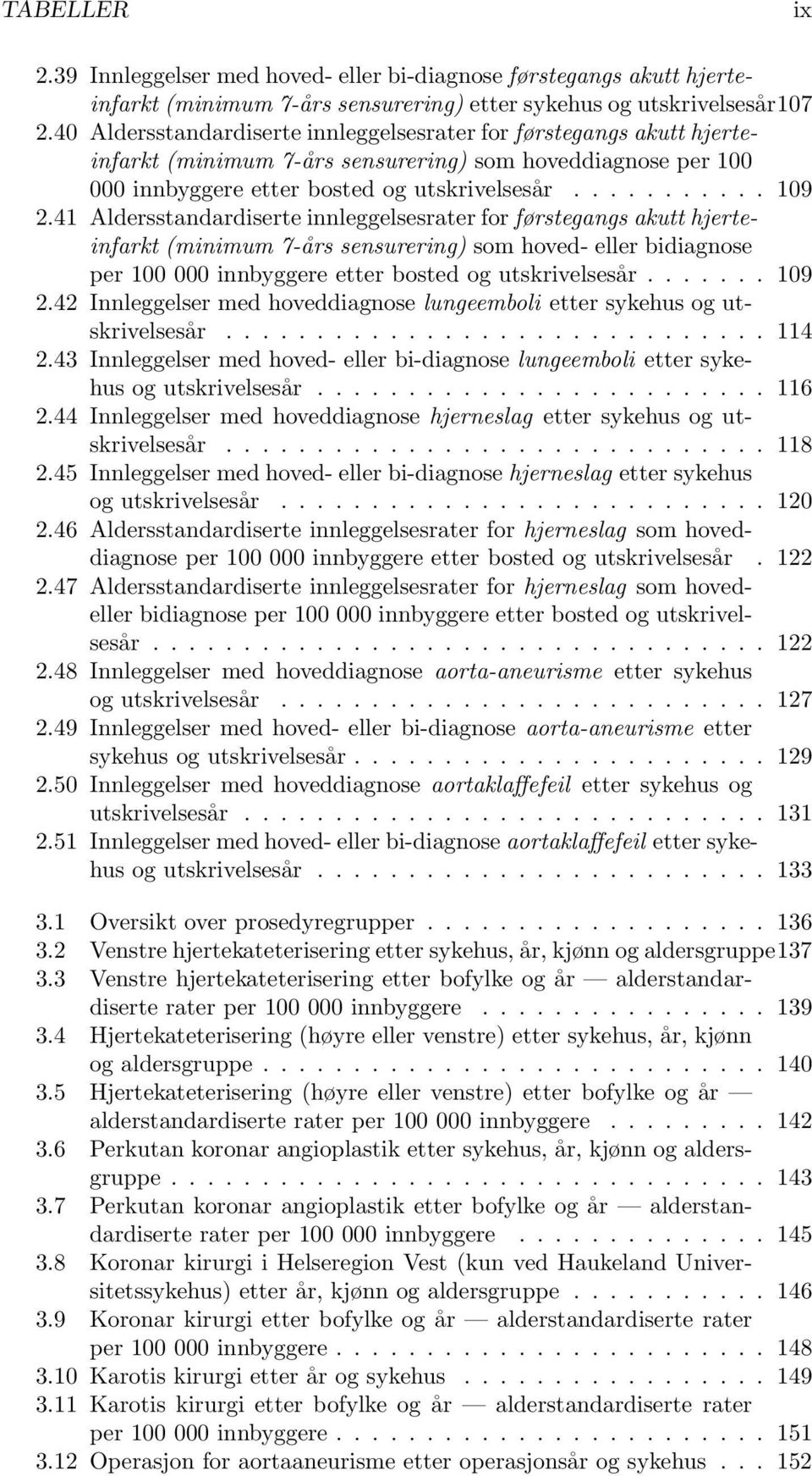 41 Aldersstandardiserte innleggelsesrater for førstegangs akutt hjerteinfarkt (minimum 7-års sensurering) som hoved- eller bidiagnose per 1 innbyggere etter bosted og utskrivelsesår....... 19 2.