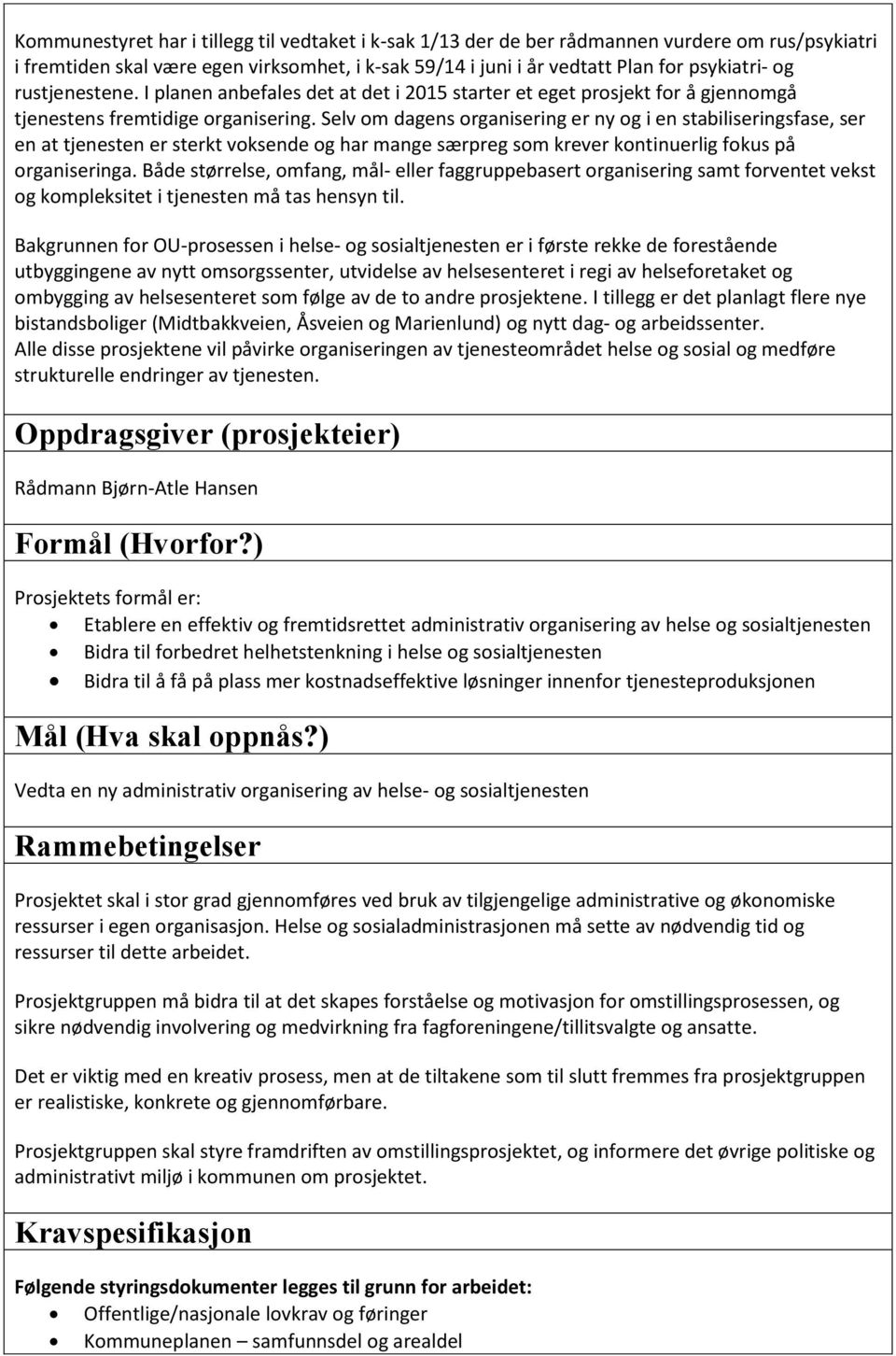 Selv om dagens organisering er ny og i en stabiliseringsfase, ser en at tjenesten er sterkt voksende og har mange særpreg som krever kontinuerlig fokus på organiseringa.