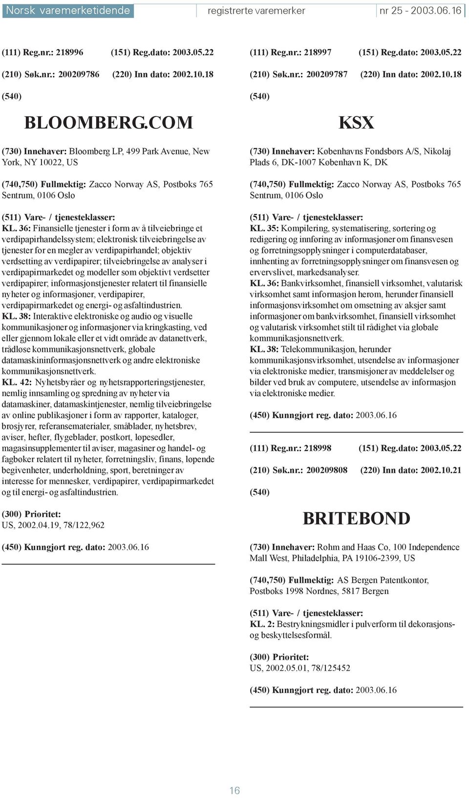 36: Finansielle tjenester i form av å tilveiebringe et verdipapirhandelssystem; elektronisk tilveiebringelse av tjenester for en megler av verdipapirhandel; objektiv verdsetting av verdipapirer;