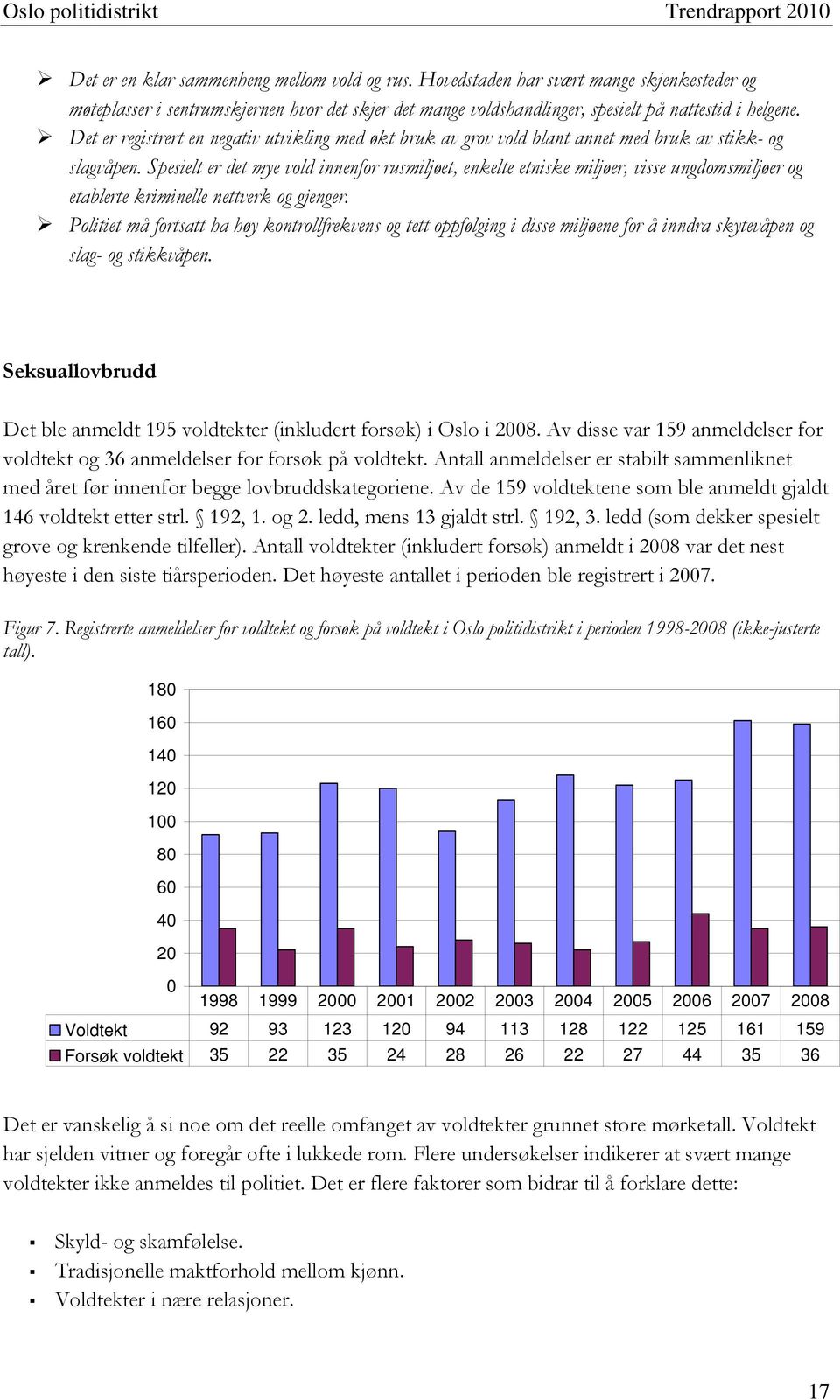 Spesielt er det mye vold innenfor rusmiljøet, enkelte etniske miljøer, visse ungdomsmiljøer og etablerte kriminelle nettverk og gjenger.