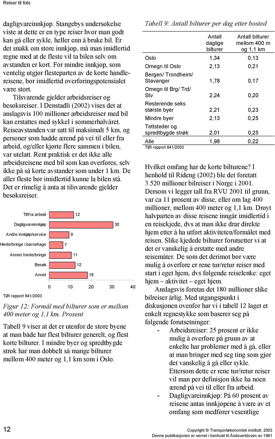 For mindre innkjøp, som ventelig utgjør flesteparten av de korte handlereisene, bør imidlertid overføringspotensialet være stort. Tilsvarende gjelder arbeidsreiser og besøksreiser.