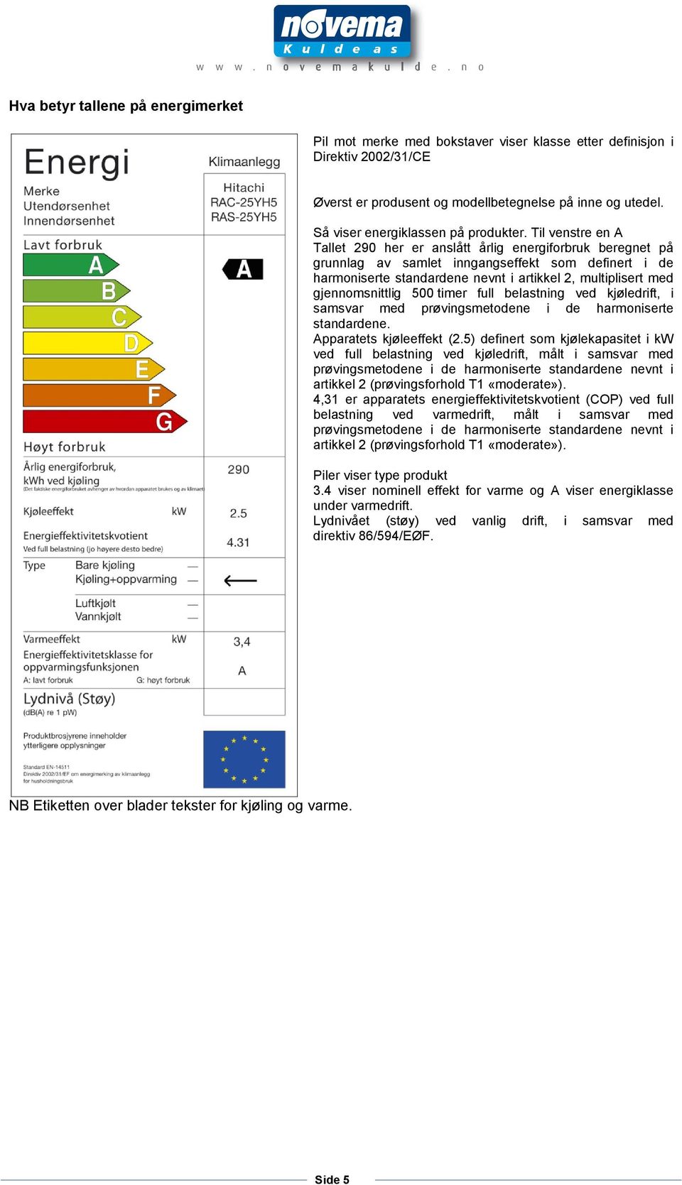 Til venstre en A Tallet 290 her er anslått årlig energiforbruk beregnet på grunnlag av samlet inngangseffekt som definert i de harmoniserte standardene nevnt i artikkel 2, multiplisert med