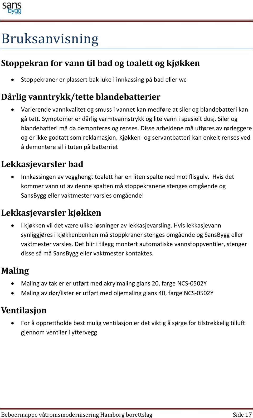 BEBOERMAPPE. Våtromsmodernisering Hamborg borettslag - PDF Free Download