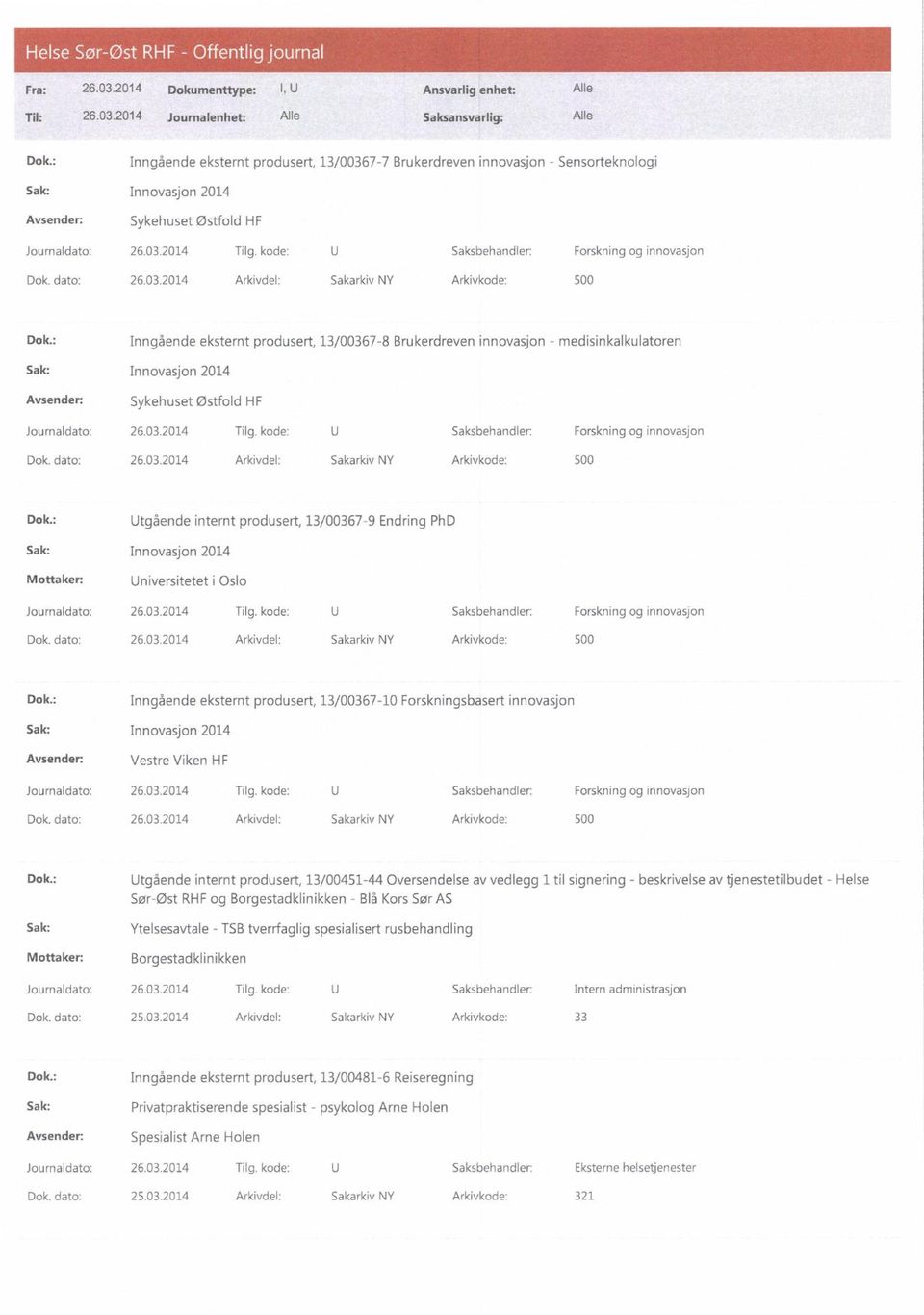 : Utgående internt produsert, 13/00367-9 Endring PhD Innovasjon 2014 Universitetet i Oslo Dok. dato: 26.03.2014 Arkivdel: Sakarkiv NY Arkivkode: 500 Dok.