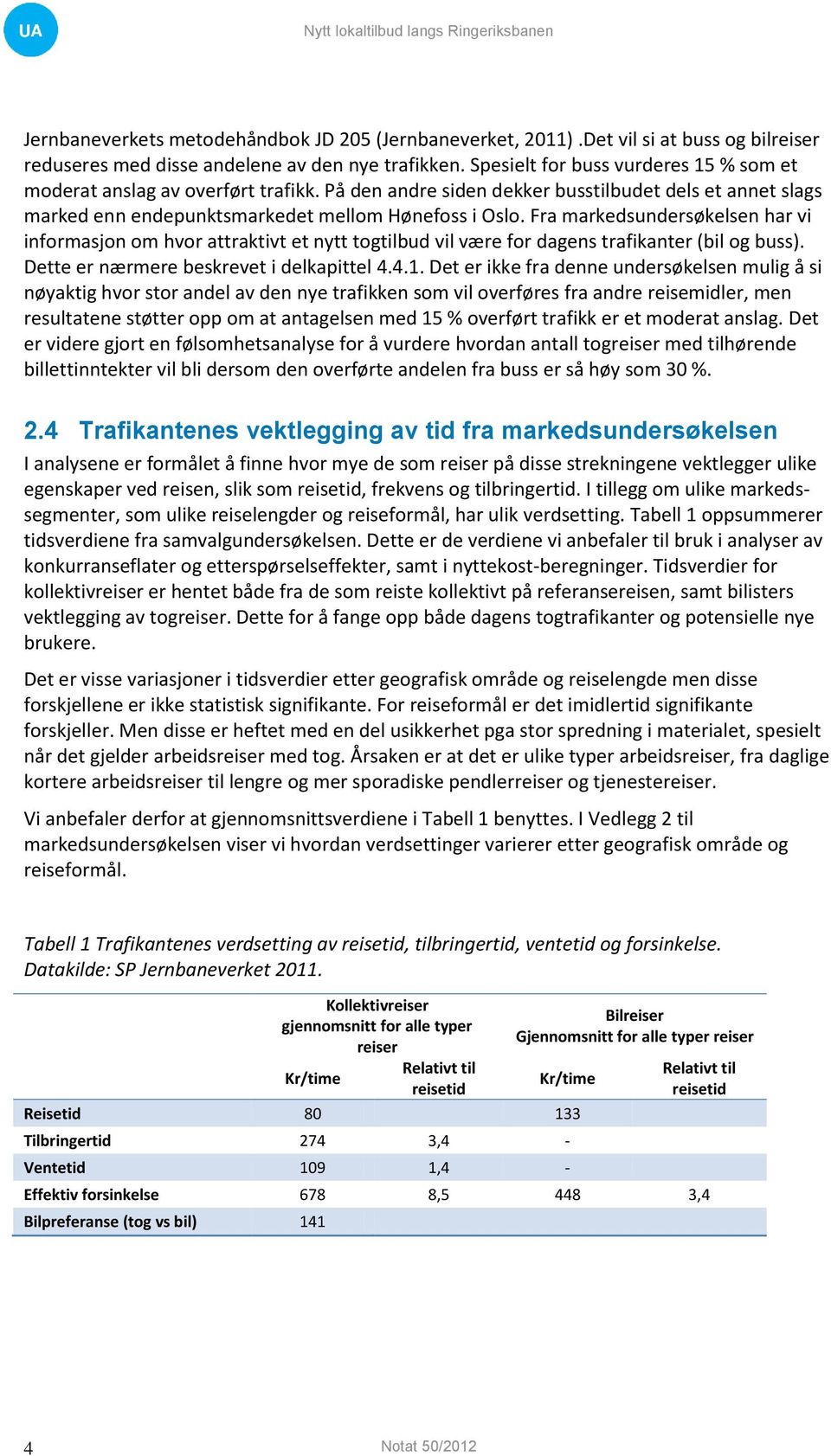 Fra markedsundersøkelsen har vi informasjon om hvor attraktivt et nytt togtilbud vil være for dagens trafikanter (bil og buss). Dette er nærmere beskrevet i delkapittel 4.4.1.