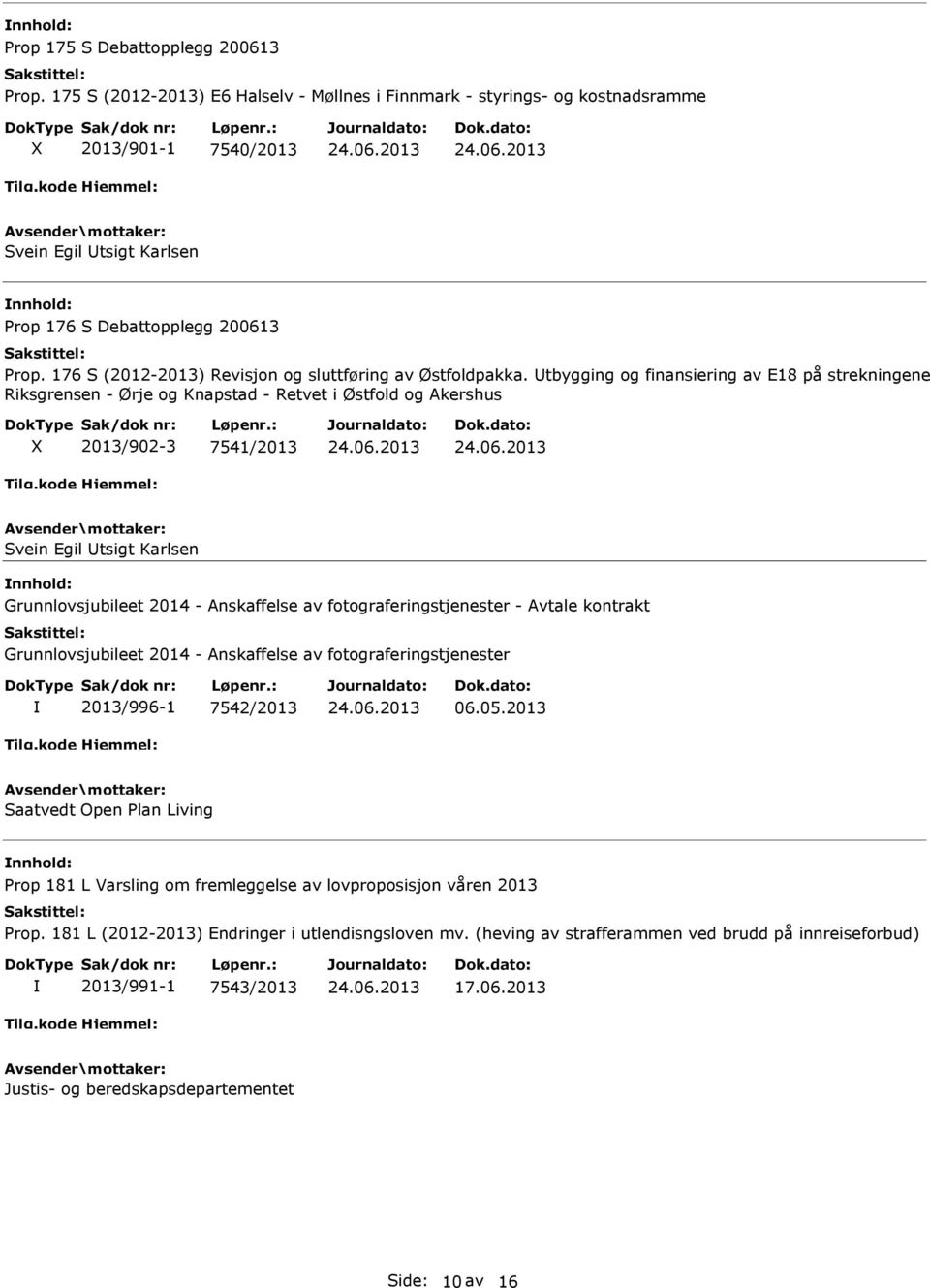 tbygging og finansiering av E18 på strekningene Riksgrensen - Ørje og Knapstad - Retvet i Østfold og Akershus 2013/902-3 7541/2013 Svein Egil tsigt Karlsen Grunnlovsjubileet 2014 - Anskaffelse av