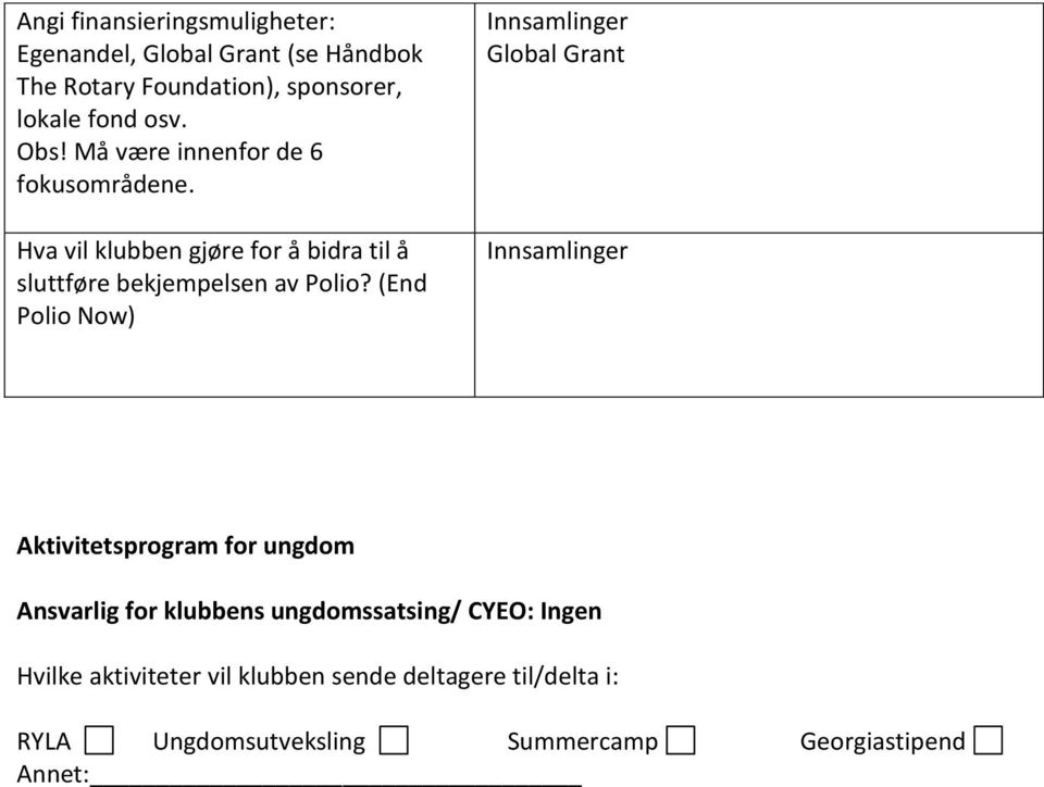 Hva vil klubben gjøre for å bidra til å sluttføre bekjempelsen av Polio?